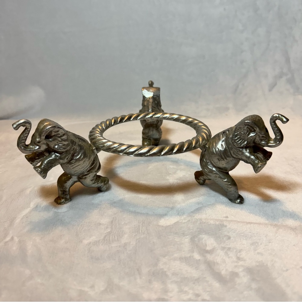 Arthur Court Vintage Elephant Cast Aluminum Bowl/Pot Stand Base Holder 1993 EUC